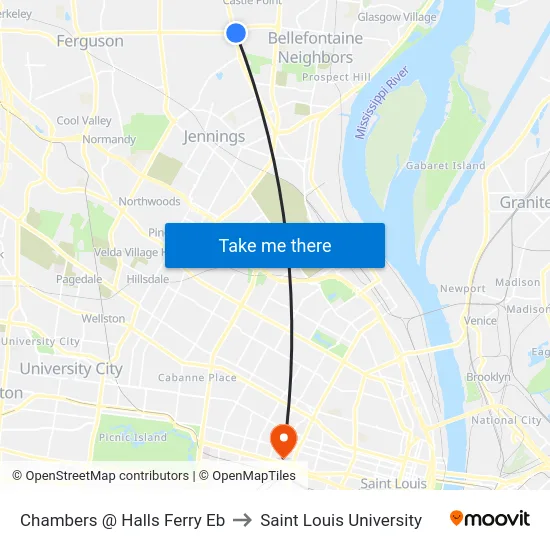 Chambers @ Halls Ferry Eb to Saint Louis University map