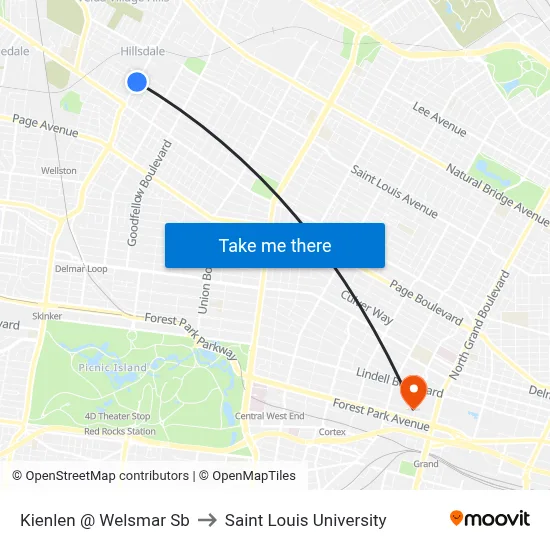 Kienlen @ Welsmar Sb to Saint Louis University map