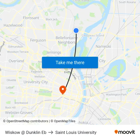 Wiskow @ Dunklin Eb to Saint Louis University map