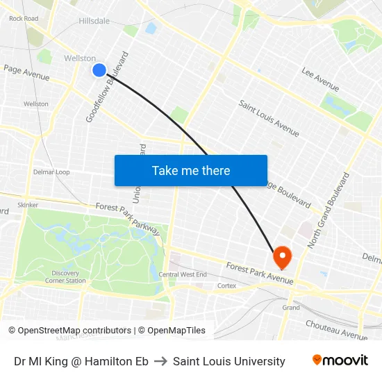Dr Ml King @ Hamilton Eb to Saint Louis University map