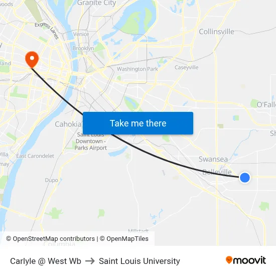 Carlyle @ West Wb to Saint Louis University map