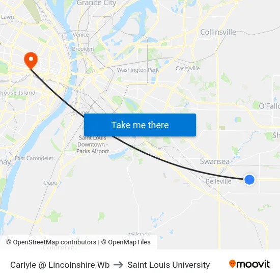 Carlyle @ Lincolnshire Wb to Saint Louis University map