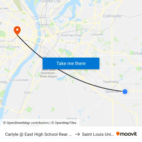 Carlyle @ East High School Rear Entrance Wb to Saint Louis University map