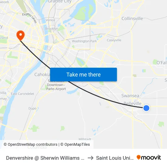 Denvershire @ Sherwin Williams Entrance Sb to Saint Louis University map