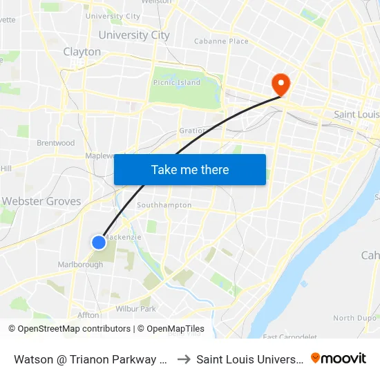 Watson @ Trianon Parkway Wb to Saint Louis University map