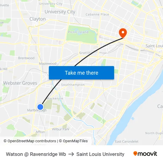 Watson @ Ravensridge Wb to Saint Louis University map