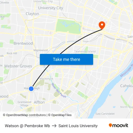 Watson @ Pembroke Wb to Saint Louis University map