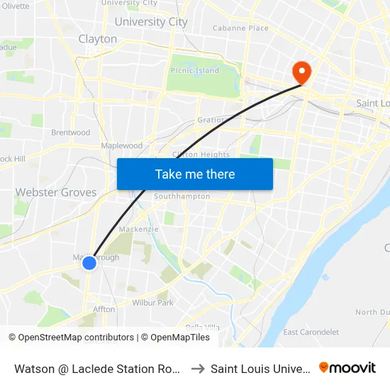 Watson @ Laclede Station Road Wb to Saint Louis University map