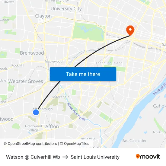 Watson @ Culverhill Wb to Saint Louis University map