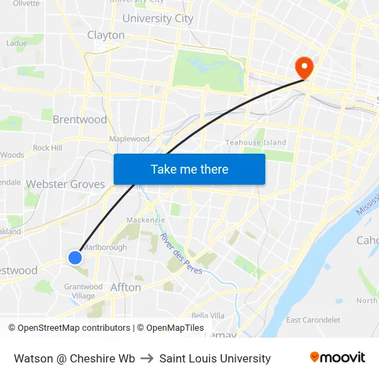 Watson @ Cheshire Wb to Saint Louis University map