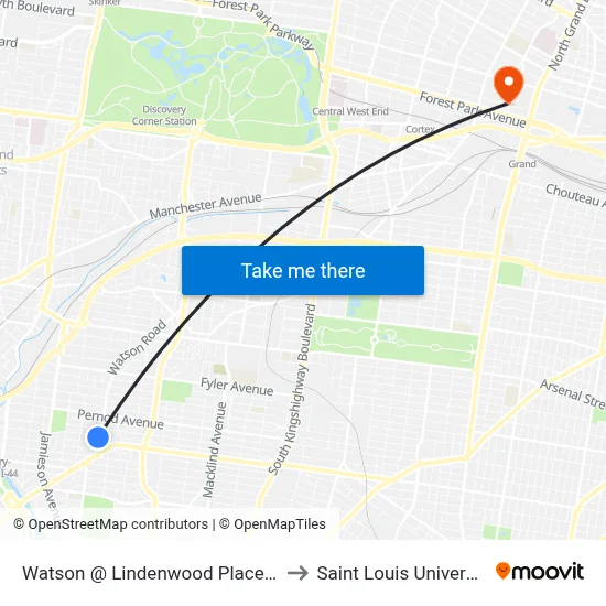 Watson @ Lindenwood Place Sb to Saint Louis University map