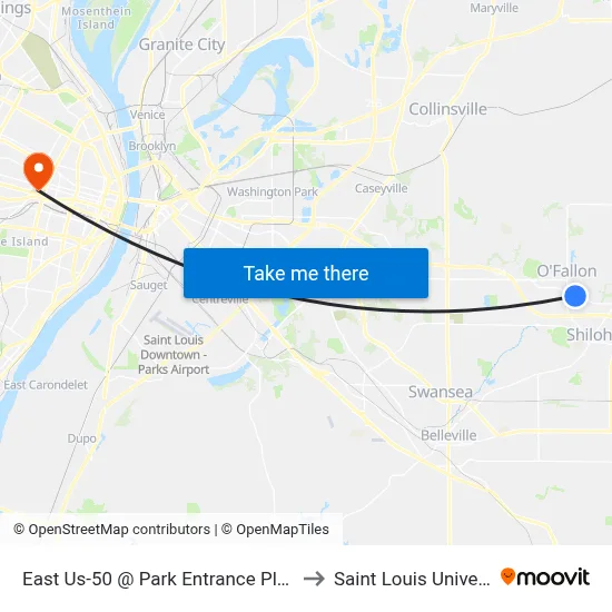 East Us-50 @ Park Entrance Place Eb to Saint Louis University map