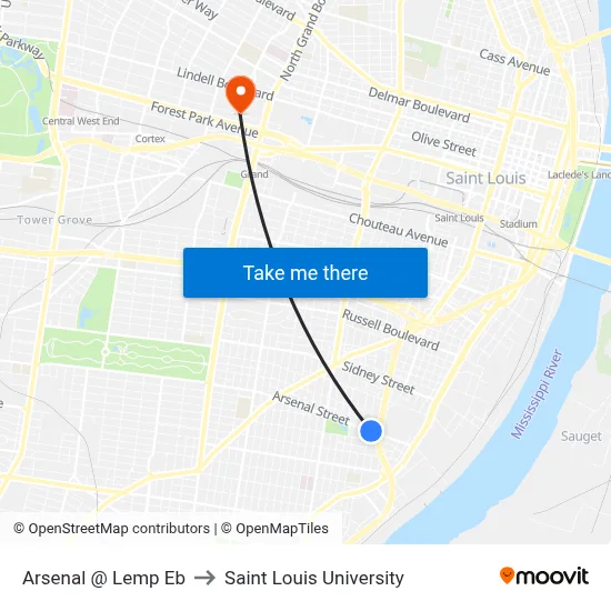 Arsenal @ Lemp Eb to Saint Louis University map