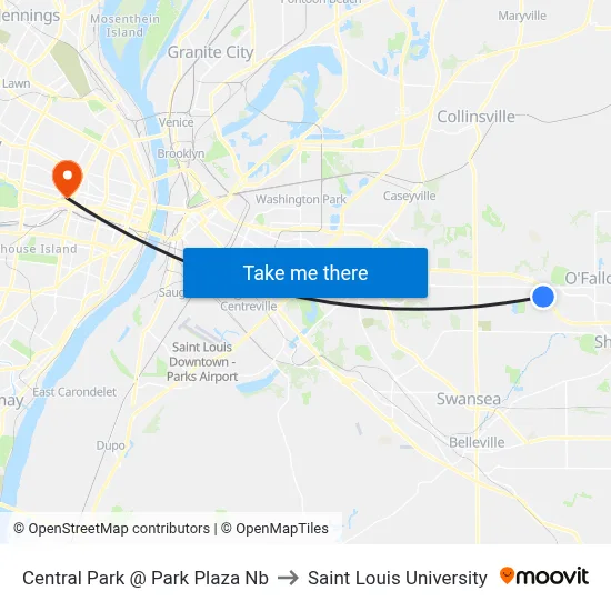 Central Park @ Park Plaza Nb to Saint Louis University map