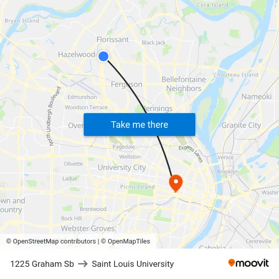 1225 Graham Sb to Saint Louis University map