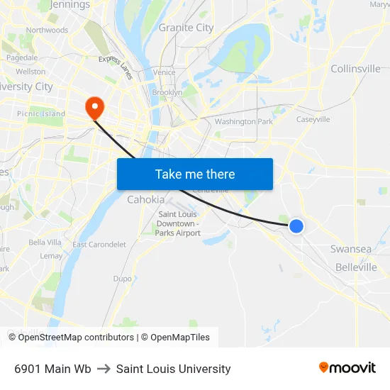 6901 Main Wb to Saint Louis University map