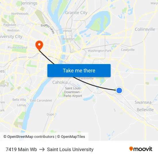 7419 Main Wb to Saint Louis University map