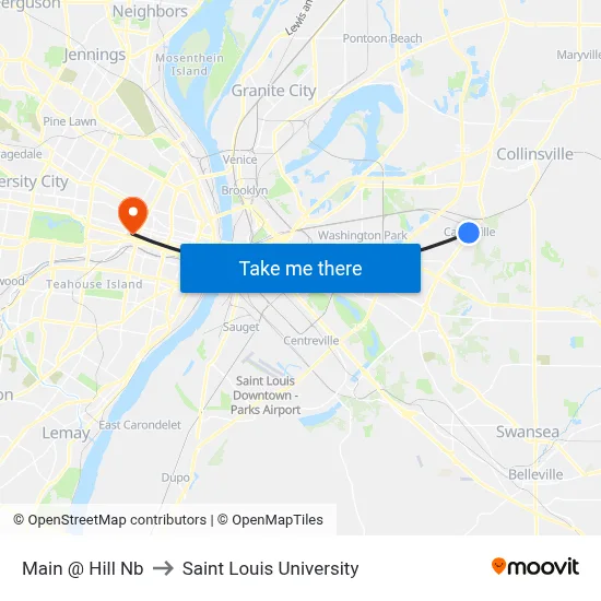 Main @ Hill Nb to Saint Louis University map