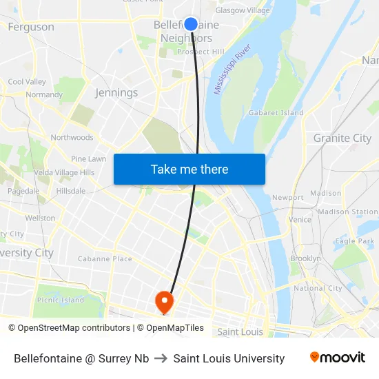 Bellefontaine @ Surrey Nb to Saint Louis University map