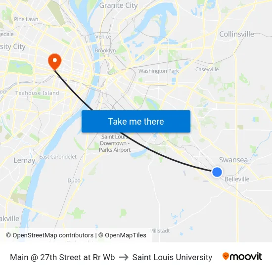 Main @ 27th Street at Rr Wb to Saint Louis University map