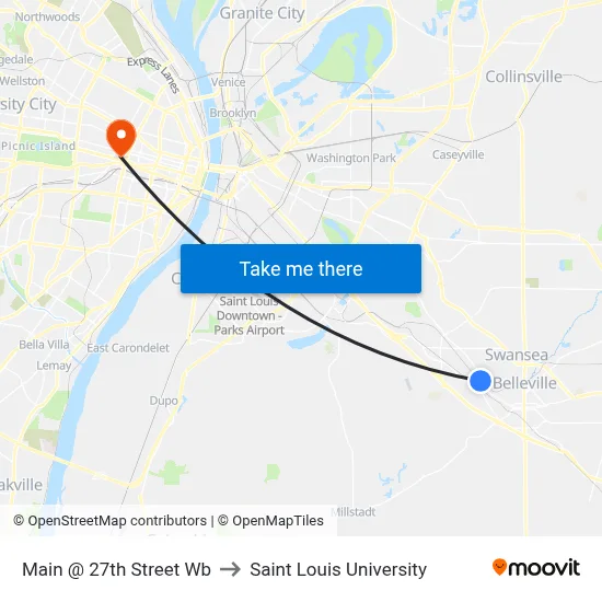 Main @ 27th Street Wb to Saint Louis University map