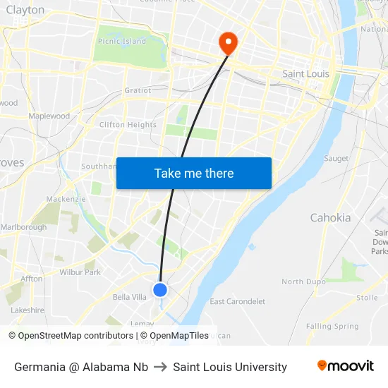 Germania @ Alabama Nb to Saint Louis University map