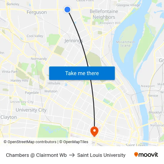 Chambers @ Clairmont Wb to Saint Louis University map