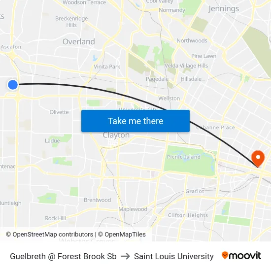Guelbreth @ Forest Brook Sb to Saint Louis University map