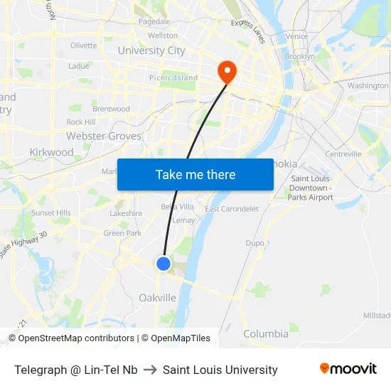 Telegraph @ Lin-Tel Nb to Saint Louis University map