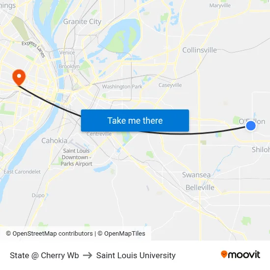 State @ Cherry Wb to Saint Louis University map