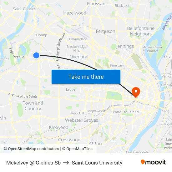 Mckelvey @ Glenlea Sb to Saint Louis University map