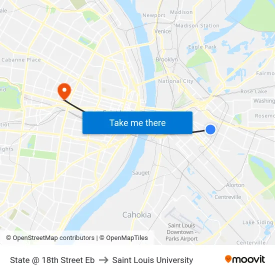 State @ 18th Street Eb to Saint Louis University map
