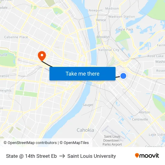 State @ 14th Street Eb to Saint Louis University map