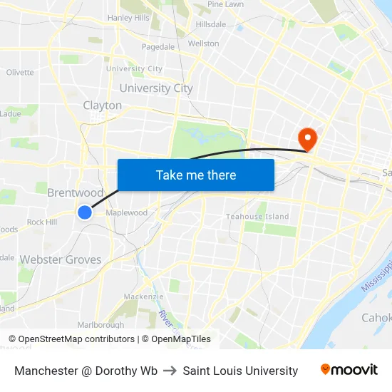 Manchester @ Dorothy Wb to Saint Louis University map