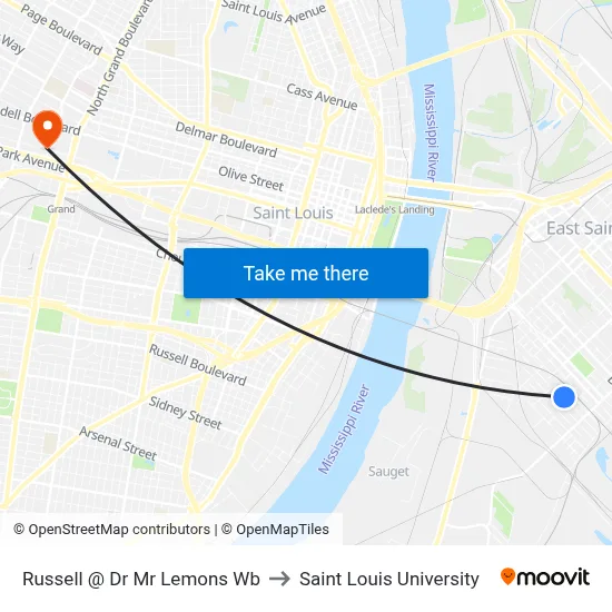 Russell @ Dr Mr Lemons Wb to Saint Louis University map