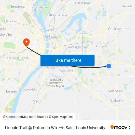Lincoln Trail @ Potomac Wb to Saint Louis University map