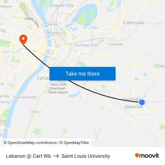 Lebanon @ Cart Wb to Saint Louis University map