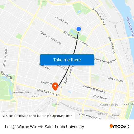 Lee @ Warne Wb to Saint Louis University map