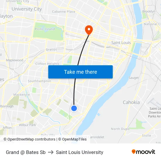 Grand @ Bates Sb to Saint Louis University map