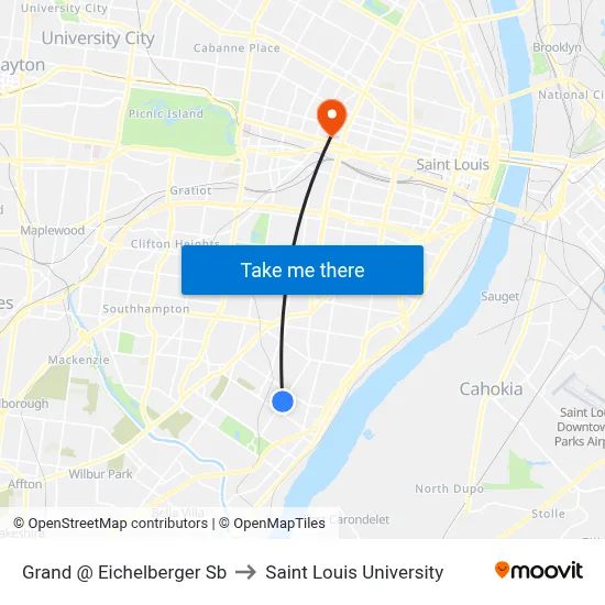 Grand @ Eichelberger Sb to Saint Louis University map