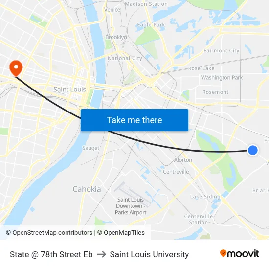 State @ 78th Street Eb to Saint Louis University map