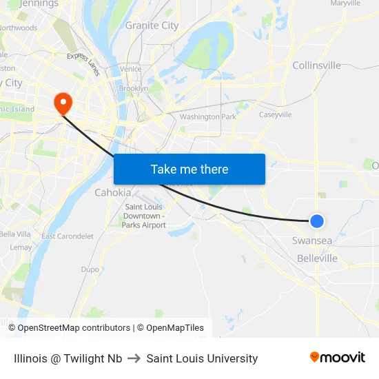 Illinois @ Twilight Nb to Saint Louis University map