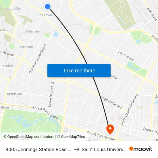 4005 Jennings Station Road Sb to Saint Louis University map