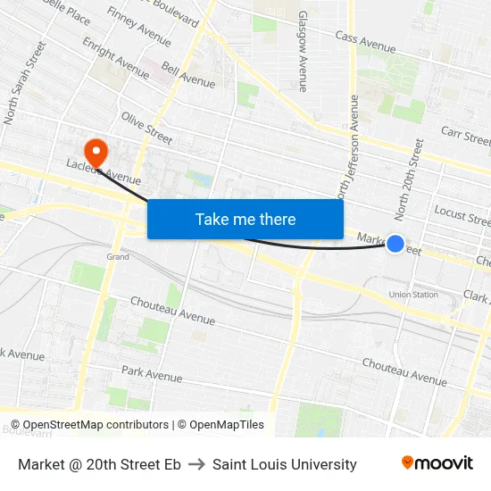 Market @ 20th Street Eb to Saint Louis University map