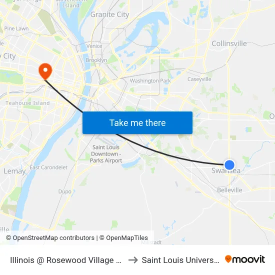 Illinois @ Rosewood Village Nb to Saint Louis University map