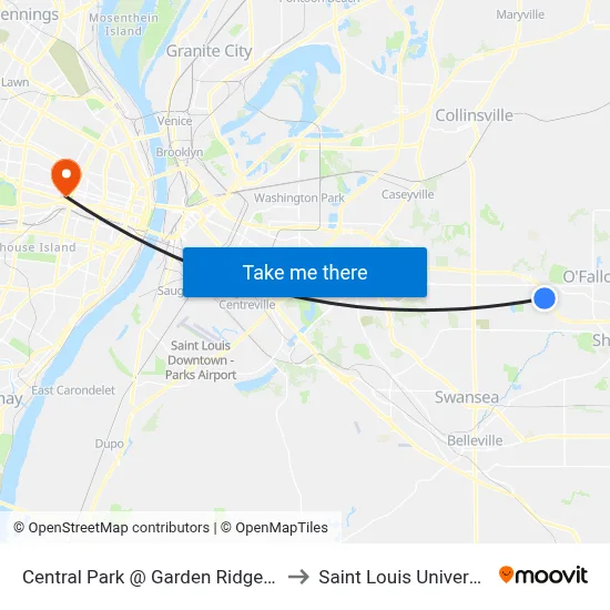 Central Park @ Garden Ridge Nb to Saint Louis University map