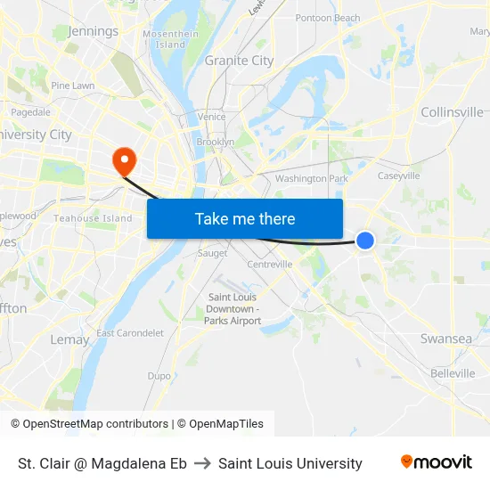 St. Clair @ Magdalena Eb to Saint Louis University map