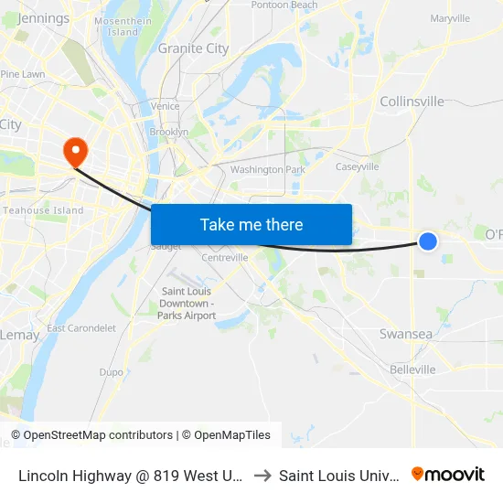 Lincoln Highway @ 819 West Us-50 Wb to Saint Louis University map