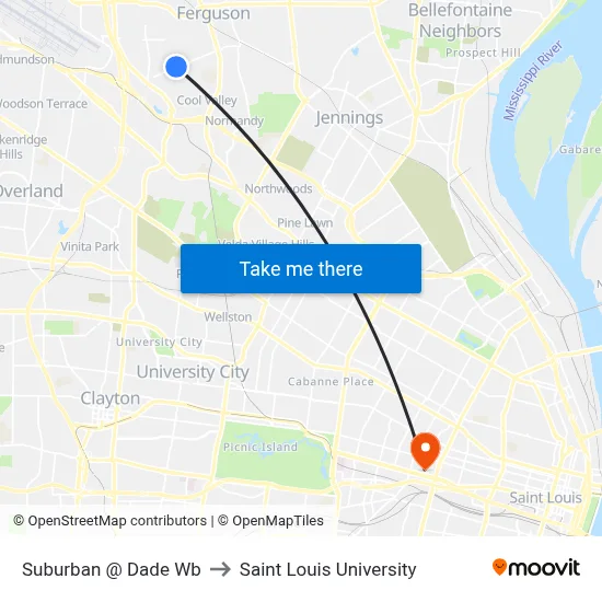 Suburban @ Dade Wb to Saint Louis University map