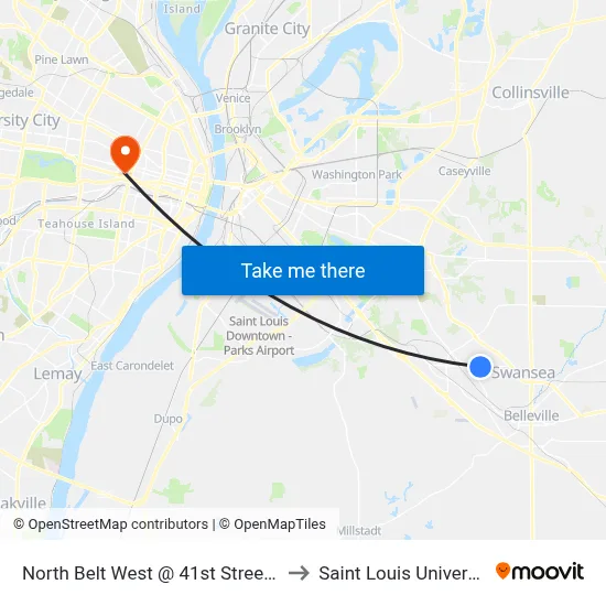 North Belt West @ 41st Street Eb to Saint Louis University map